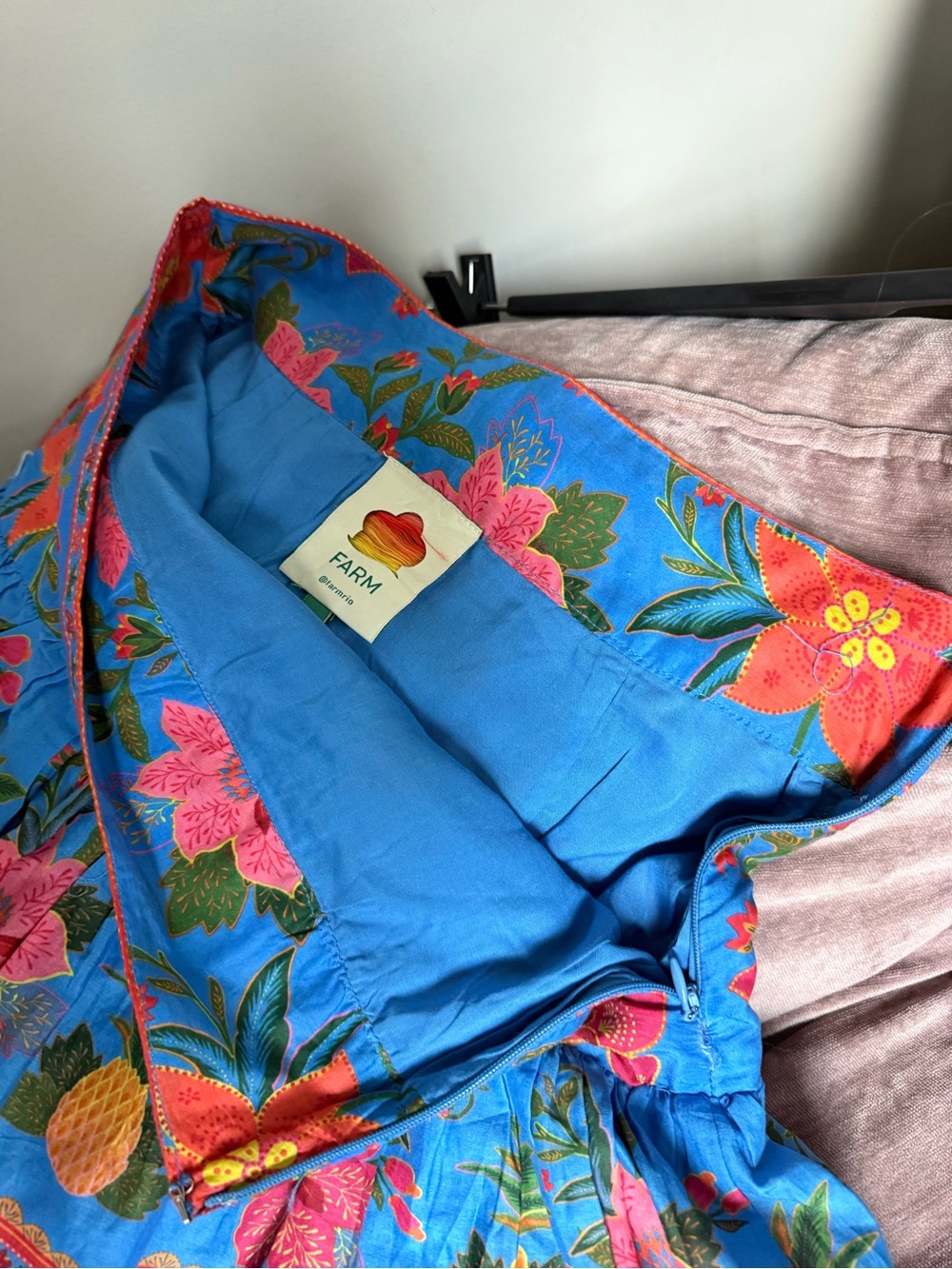 FARM Rio Turquoise Floral & Pineapple Tiered Mini Skirt - Picture 6 of 7